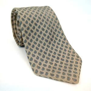 Resilio Tan and Blue Silk/ Cotton Blend Tie with Paisley Motif